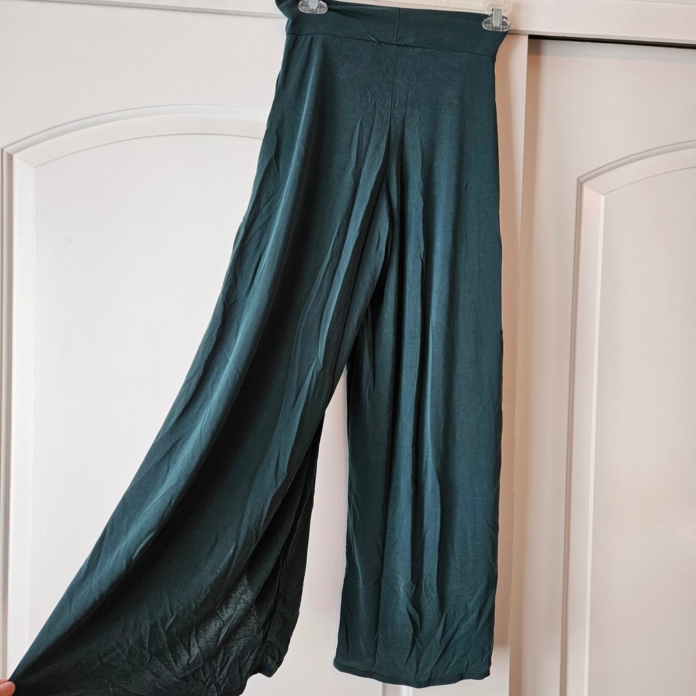 Bucket List Green Pants Sz XS Flowy Wide Leg‎ Gaucho St. Patrick's Day Office